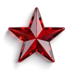 Red 3D star isolated on white background