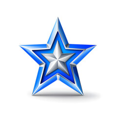 Blue abstract star shape on white background