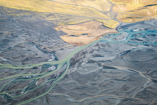 Icelandic River Delta from Above