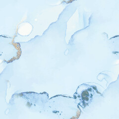 Vector Ink Marble. Foil Art Paint. Blue Marble Watercolor. Fluid Seamless Watercolor. Gold Gradient Background. White Copper Glitter. Watercolor Marble. Luxury Seamless Ink Template. Foil Alcohol Ink