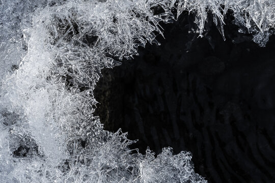 Intricate snowflake patterns on a dark background