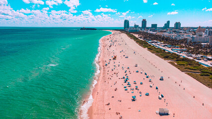 view of the sea from the sea of miami south beach florida usa drone style sky