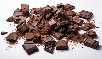 an image showing pieces of chocolate over a white background