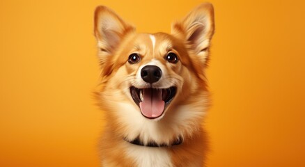 Obraz premium canine smiling in the front of an orange background