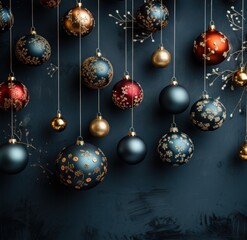 christmas decorations and decorations on wooden background
