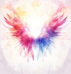free vector illustration of colorful watercolor wings with abstract background