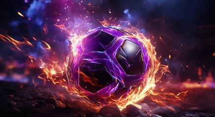 gif image of soccer ball with fire behind it