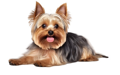 Cute and Lively Yorkshire Terrier with Bright Eyes Dog Isolated on Transparent Background PNG.