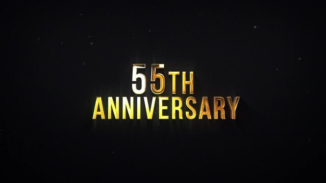 Anniversary 55 years, golden letters, congratulations on the anniversary, date