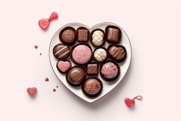 Valentine’s day chocolate sweets pack photo realistic illustration. Generative ai image