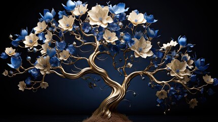 Elegant blue royal tree UHD wallpaper