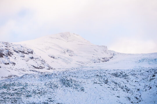Snow-covered mountain landscape in Iceland