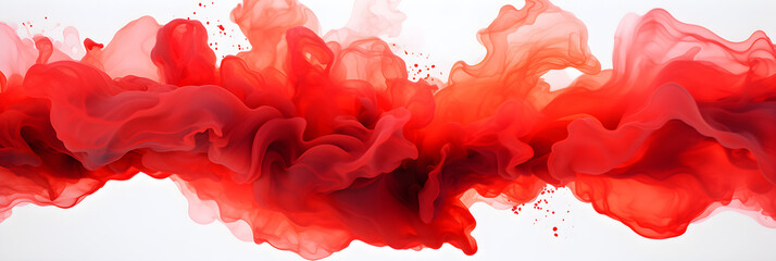 A cloud of red ink paint isolated in white water,
