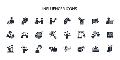 Influencer icon set.vector.Editable stroke.linear style sign for use web design,logo.Symbol illustration.