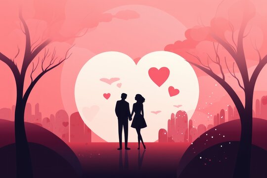 minimalistic valentines day background with couple. Generative ai image
