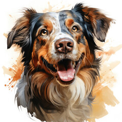 watercolor Australian Shepherd clipart, Generative Ai