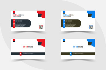 Red and black, white modern creative business card and name card horizontal simple clean template vector design