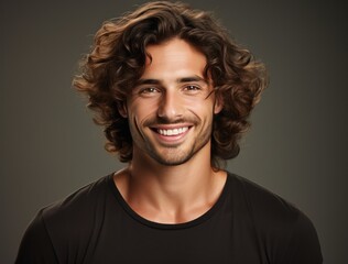 Fototapeta premium man smiling with curly hair