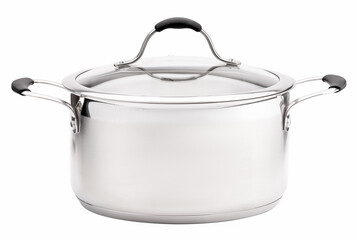 Stainless steel pot isolated on white background