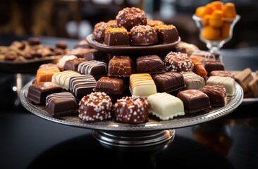 many chocolates are displayed on a table