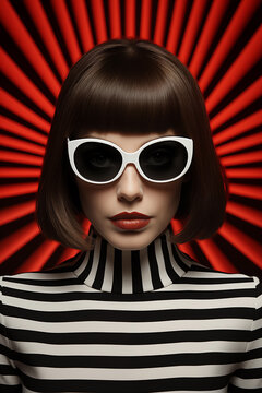 Retro Vibe in Striped Attire. Generative AI