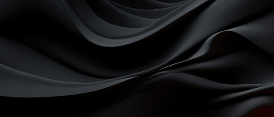 Obraz premium Modern abstract design with flowing black waves on dark background. 