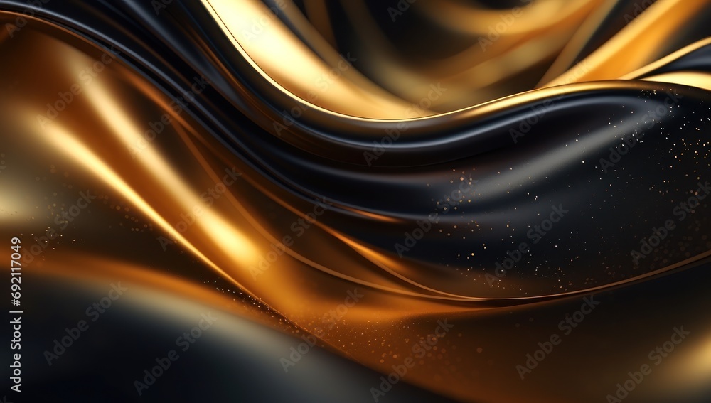 Poster a close up of a gold and black background with a wave of gold on the top of the image and the bottom