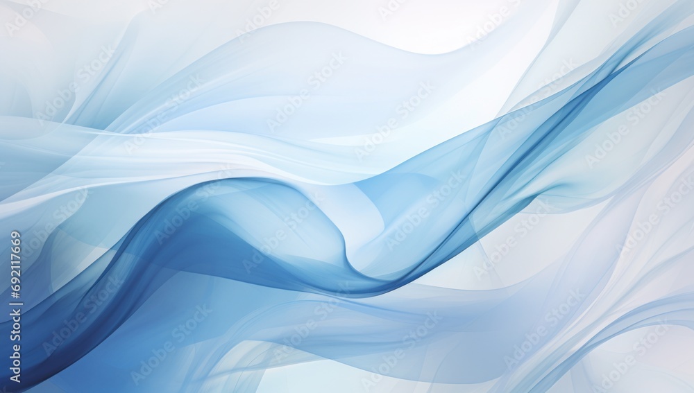 Poster a blue and white abstract background with wavy lines on the left side of the image and a light blue 