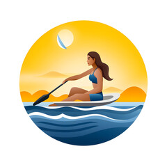 A emoji of a female rower gliding on calm waters Generative AI