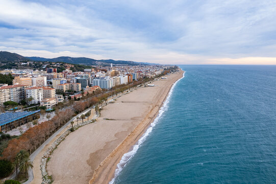 Summer on Calella beach, sunset