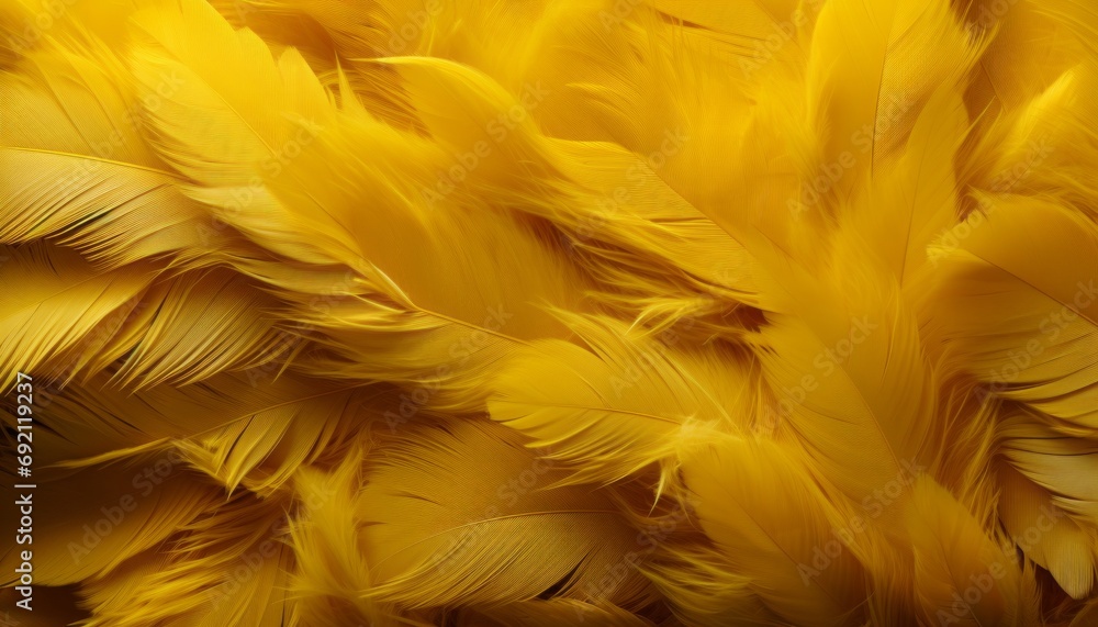 Poster detailed digital art of yellow feathers texture background with intricate large bird feathers