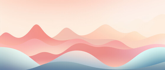 Fototapeta na wymiar Minimalist geometric mountains in soft pastel shades, creating a calm abstract landscape.
