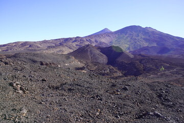 Hike towards Teide in the national park, above the tree line. Tenerife, Spain.