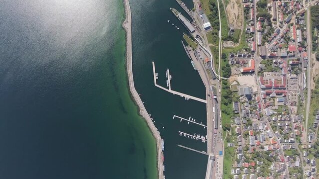 Airplane View of marina and harbor Sassnitz