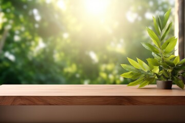 Luxury skincare display on wooden counter table with leaf shadow and white wallpaper background