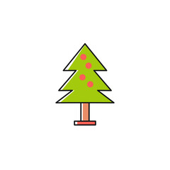 green christmas tree with outline