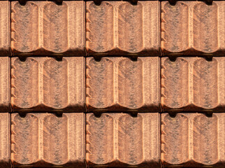 Red rooftile plates seamless pattern flat view