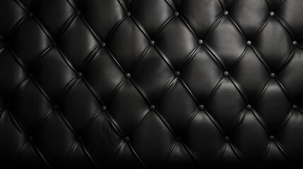 Black leather upholstery. Leather luxury background with stitching.