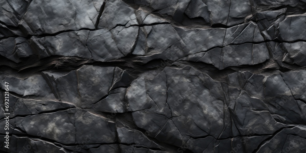 Poster rock texture with cracks. black stone background with copy space for design. wide banner.