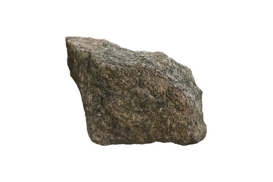 A Calc-Silicate rock stone isolated on white background. Outdoor garden decoration stones.      