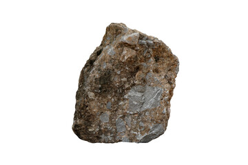 A large breccia rock stone isolated on white background. Outdoor garden decoration stones.