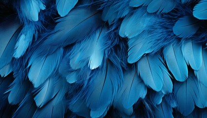 Blue feathers texture background  digital art with exquisite detail of majestic bird feathers - obrazy, fototapety, plakaty