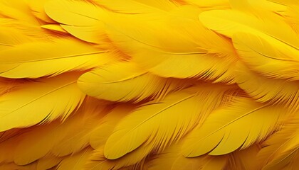 Vibrant yellow feathers texture background with meticulous digital art of big bird feathers