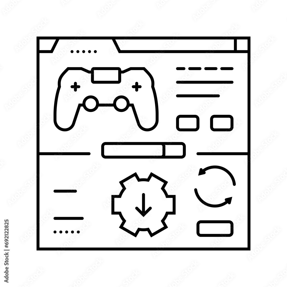 Poster updates game development line icon vector. updates game development sign. isolated contour symbol bl