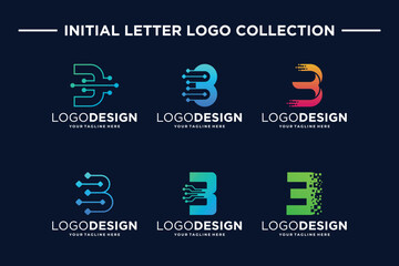 Number 3 digital technology logo design collection.