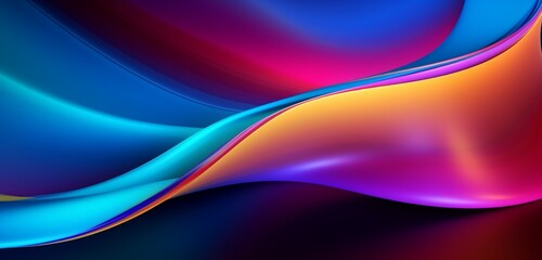 Fototapeta premium Abstract background with curved neon lines in a 3D render. Stylish wallpaper featuring a rainbow of colors.
