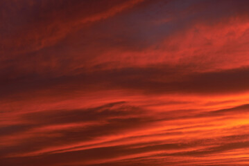 A sunset heaven, orange sky. Sun Rays