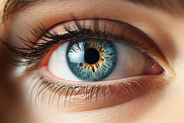 Close-up of a female eye with lengthy fringes.