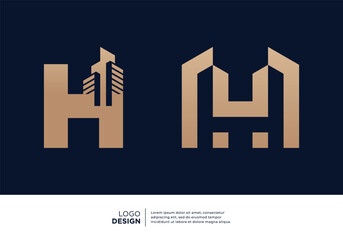 Obraz premium Letter H building logo designs collection.