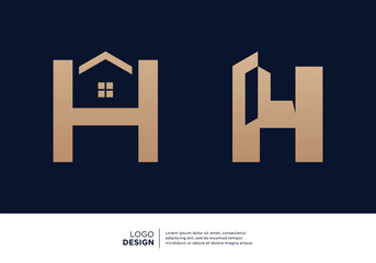 Set of initial letter H building logo design.